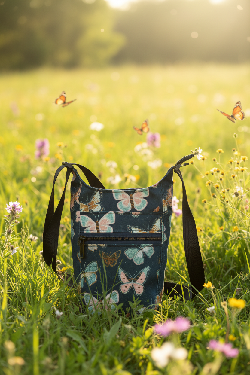 Butterfly Crossbody Bag - High Contrast Meadow