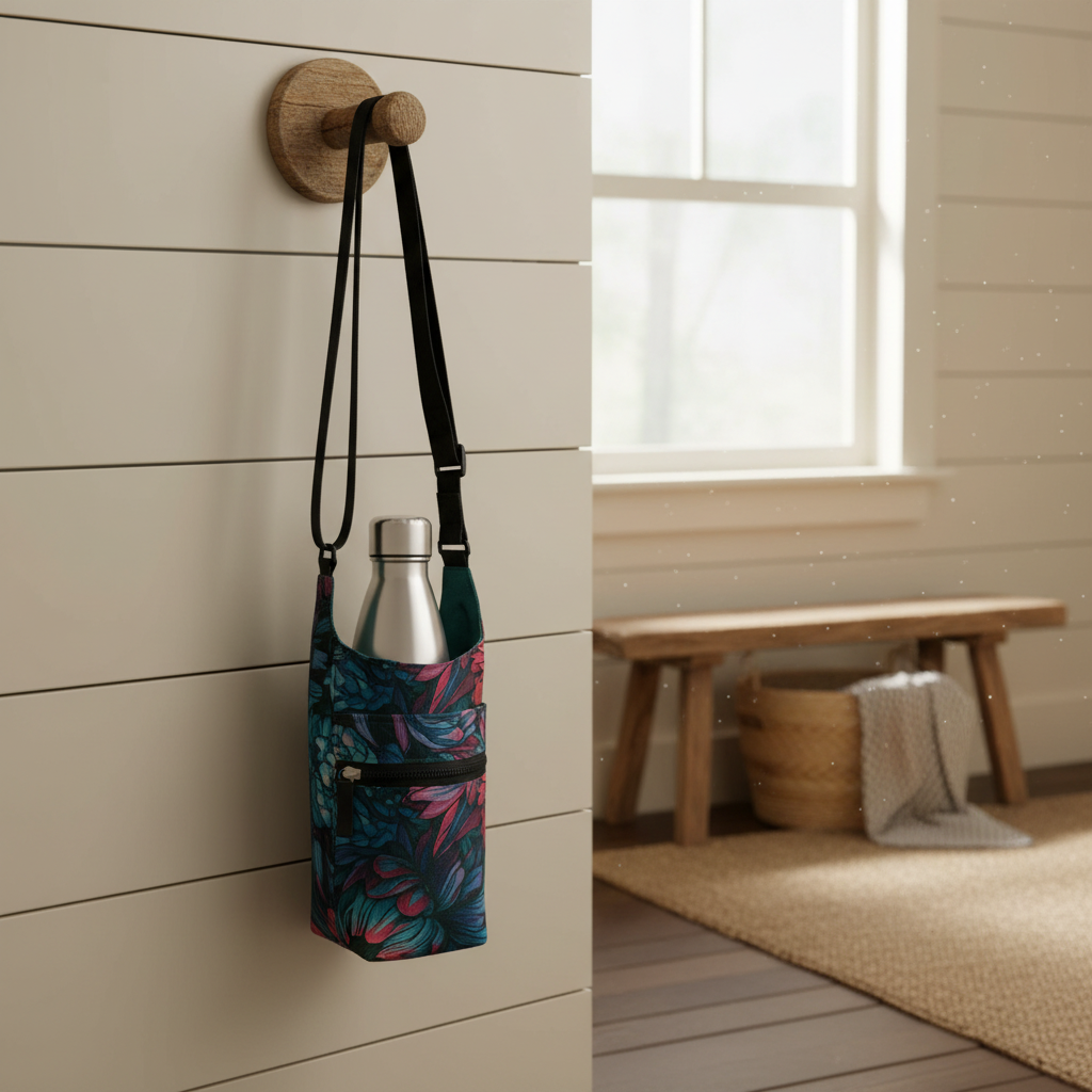 Moonlit Peonies Water Bottle Carrier Hanging